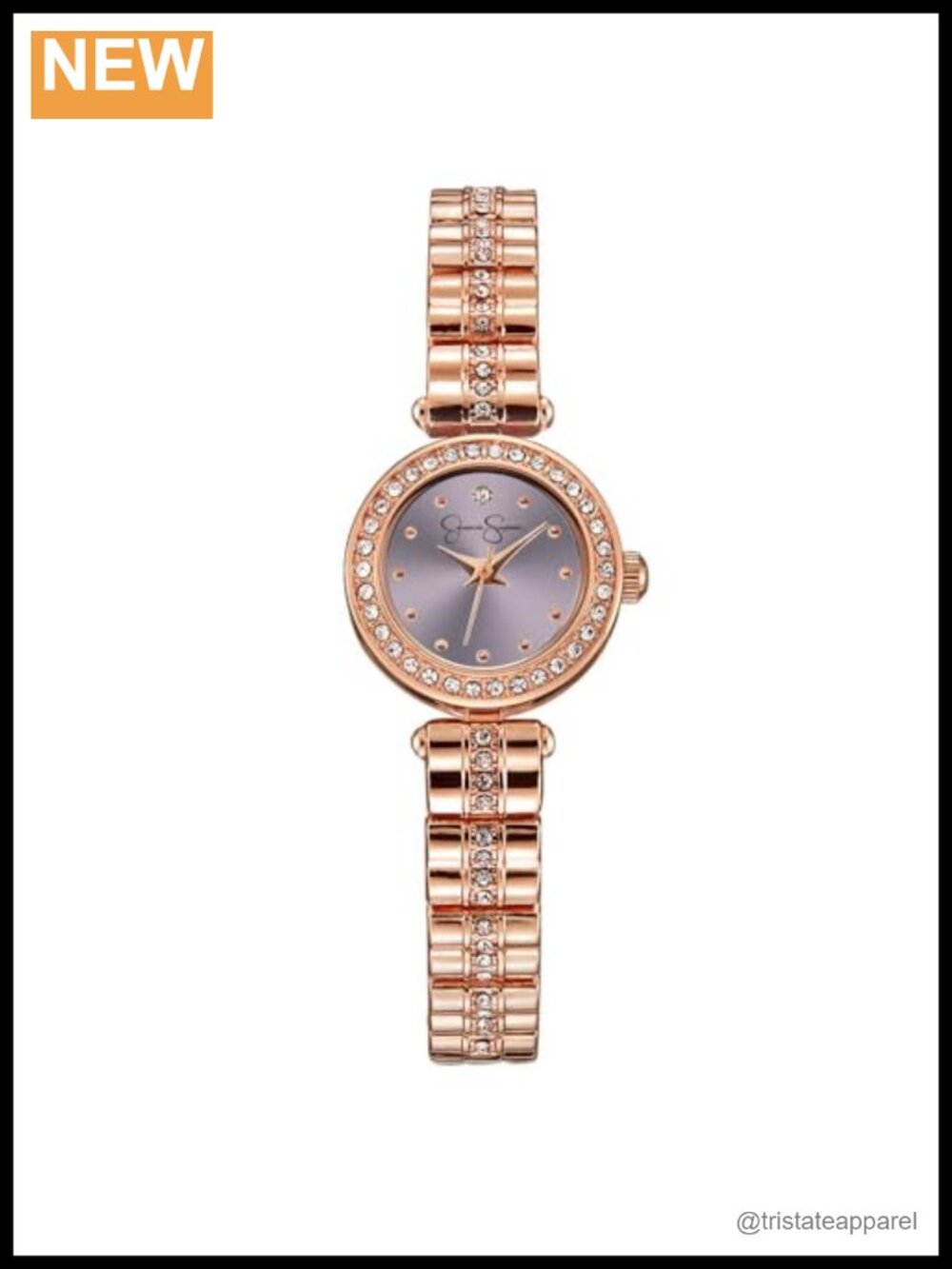 Jessica Simpson Women's Crystal Diamond Analog Watch Vegan Leather Band